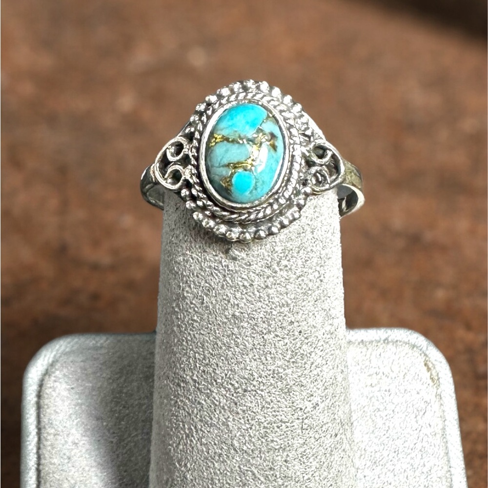 Copper Turquoise Sterling Silver Ring